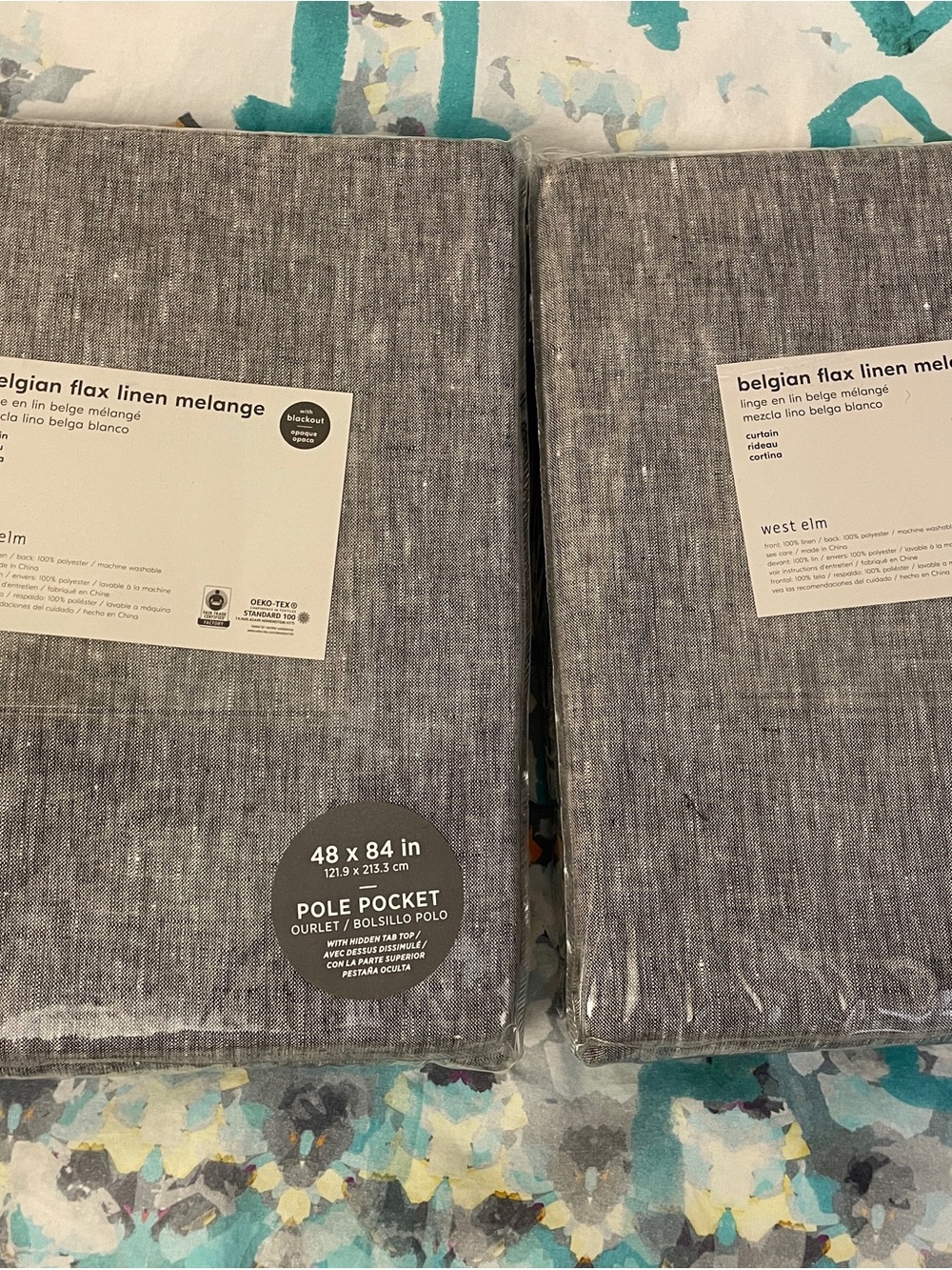 NEW West Elm Belgian Flax Linen Melange Curtain Panel - Gray set of 2